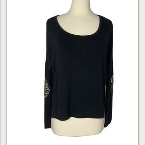 Ligali HiLo Blouse Sequin Elbow Black M